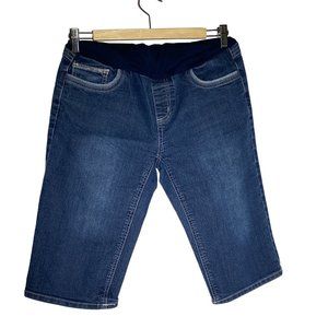 4/$25 Bella Vida Maternity Denim Bermuda Shorts Blue Full‎ Belly Panel Size M